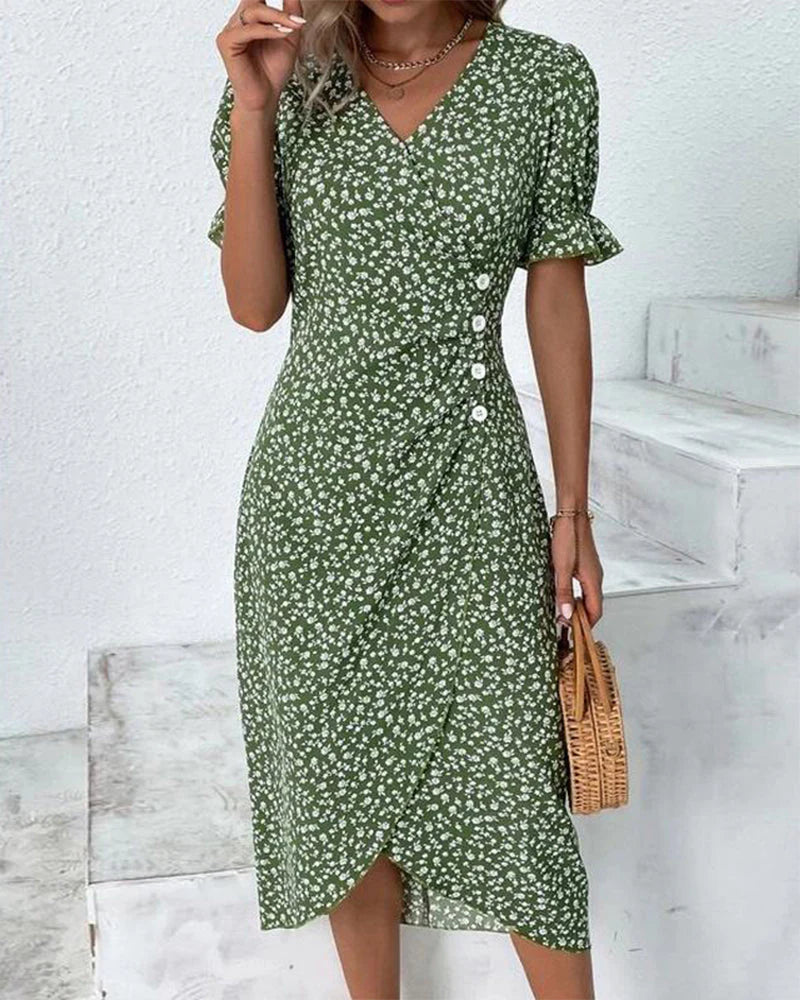Dianne - Button Wrap Midi Dress