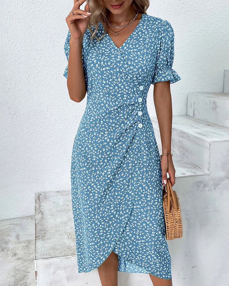Dianne - Button Wrap Midi Dress