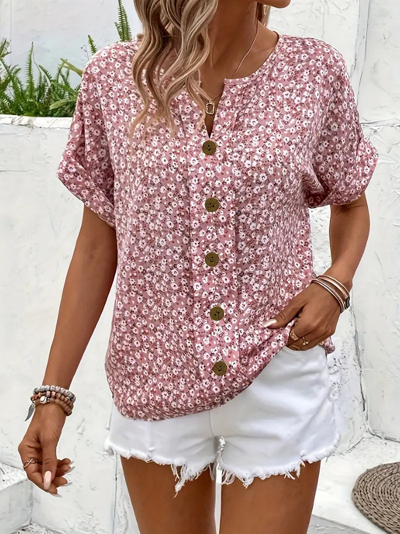 Cynthia - Floral Button-Up Blouse