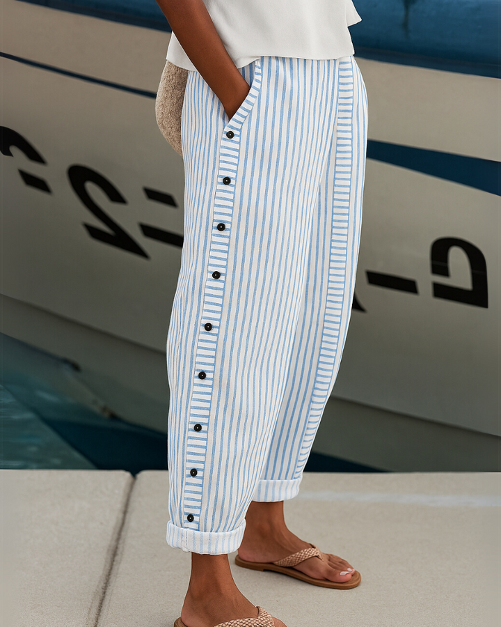 Diane - Seabreeze Stripe Button Pants