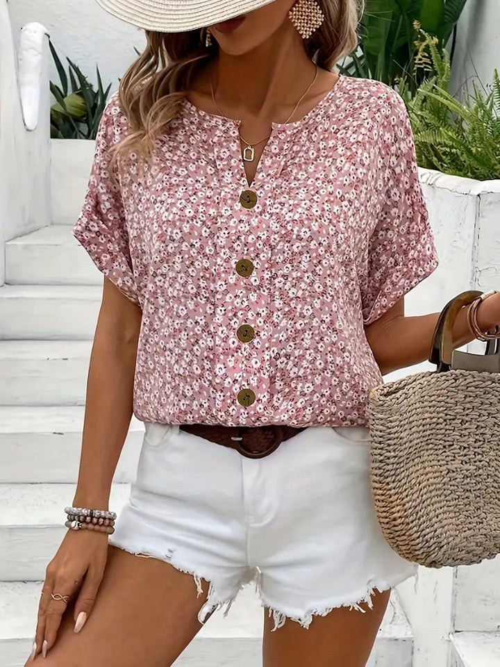 Cynthia - Floral Button-Up Blouse