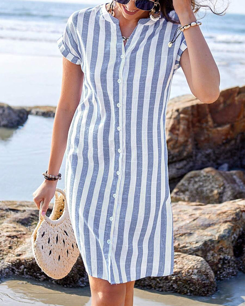 Carol - Elegant striped shirt dress