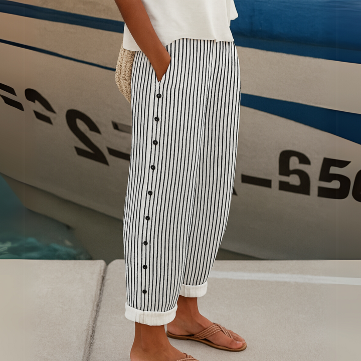 Diane - Seabreeze Stripe Button Pants
