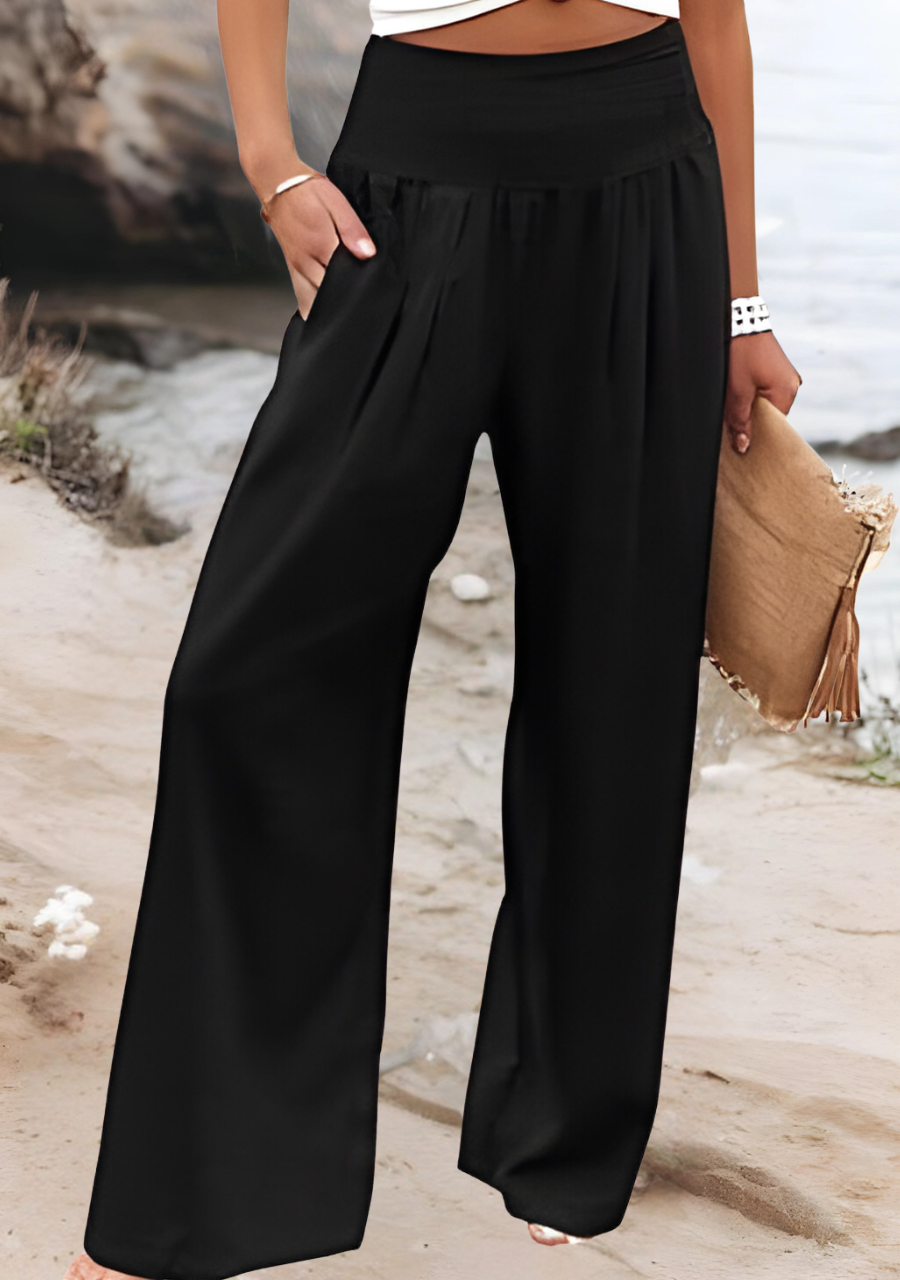 Deborah - Smocked Waist Wide-Leg Pants