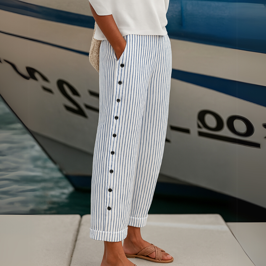 Diane - Seabreeze Stripe Button Pants