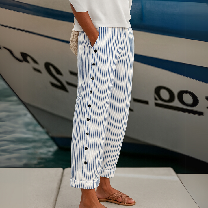 Diane - Seabreeze Stripe Button Pants
