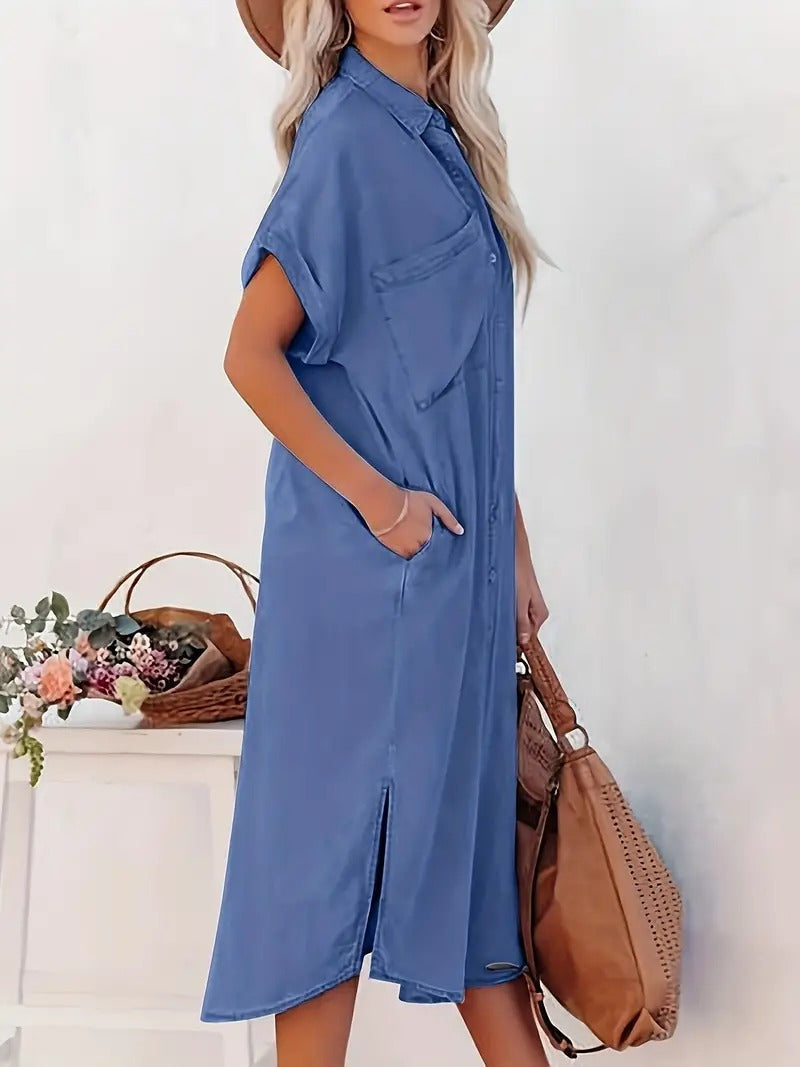 Elaine - Pocketed Shirt Dress