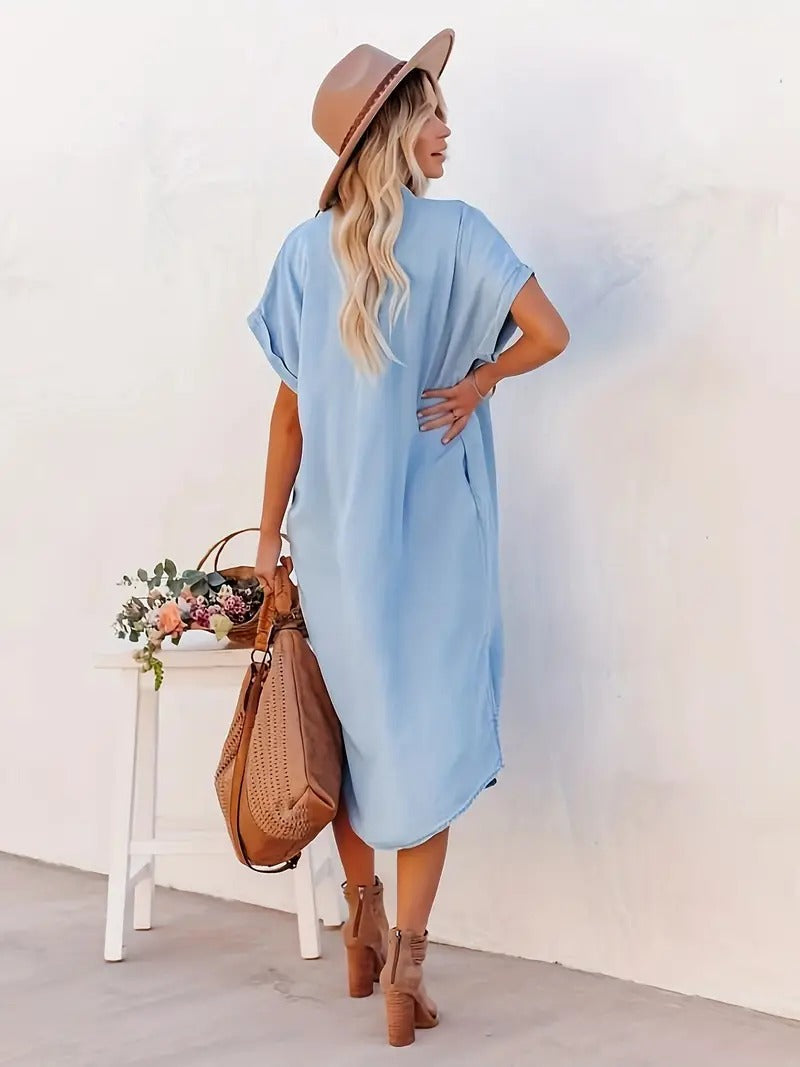 Elaine - Pocketed Shirt Dress