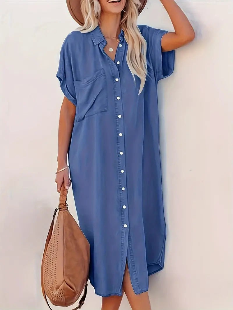 Elaine - Pocketed Shirt Dress