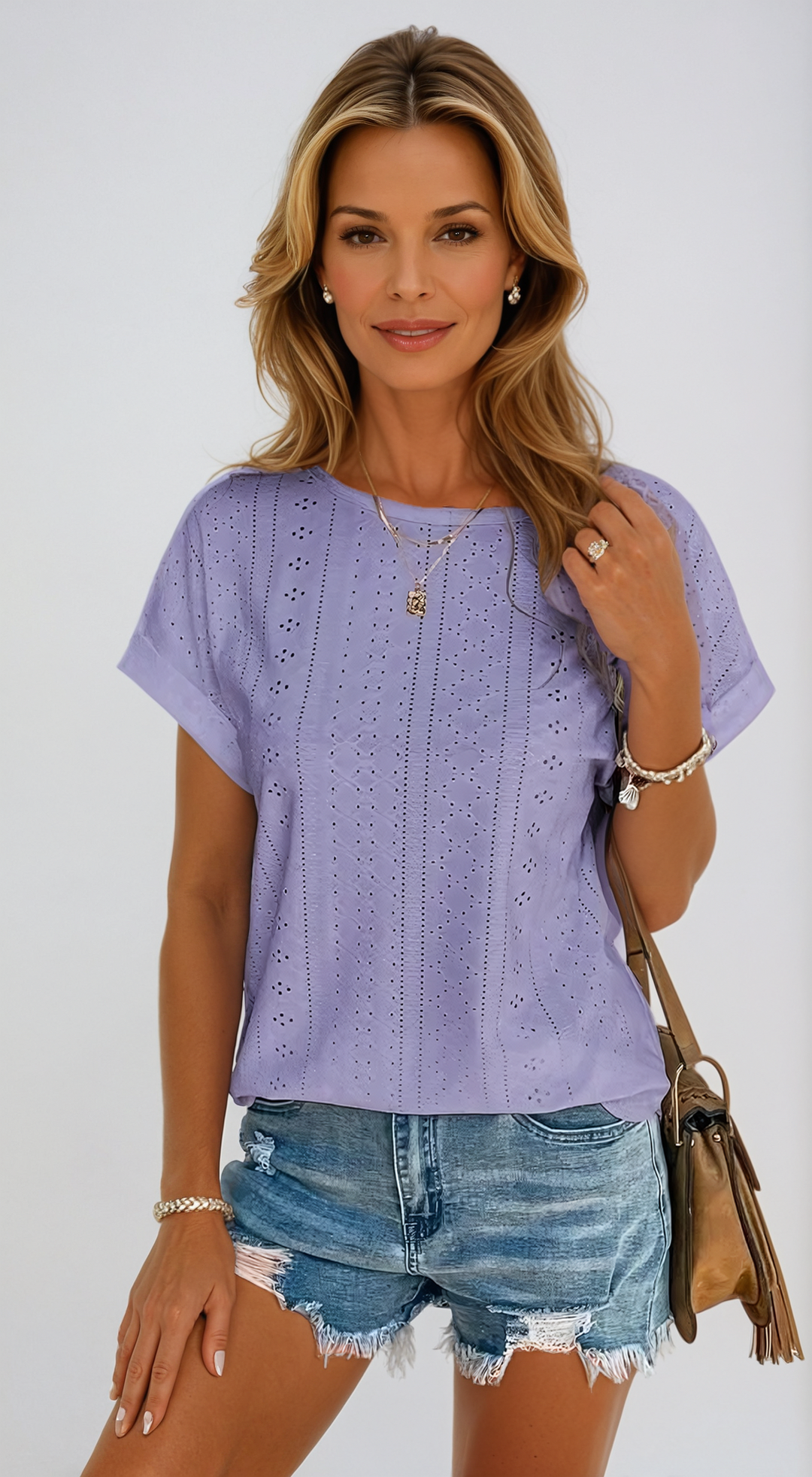 Carolyn - Casual Eyelet Top