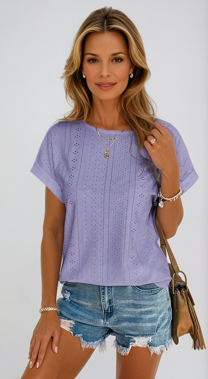 Carolyn - Casual Eyelet Top