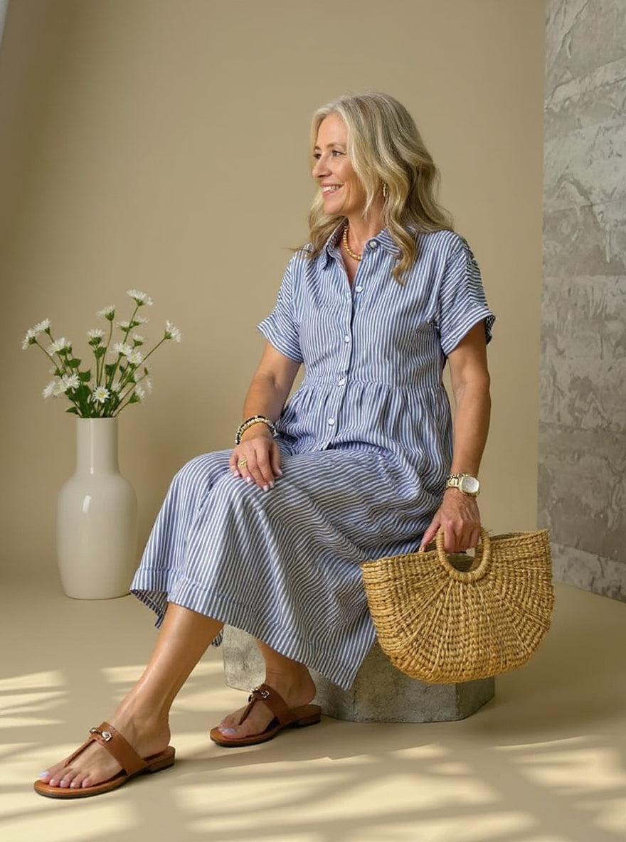 Cassie - Fashionable Striped Dress