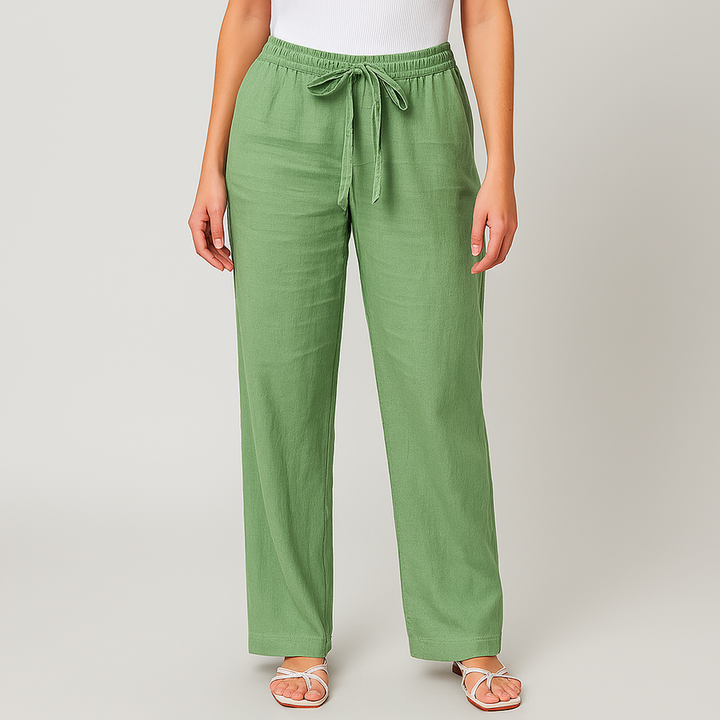 Lorraine - Elegant Tie Waist Linen Pants