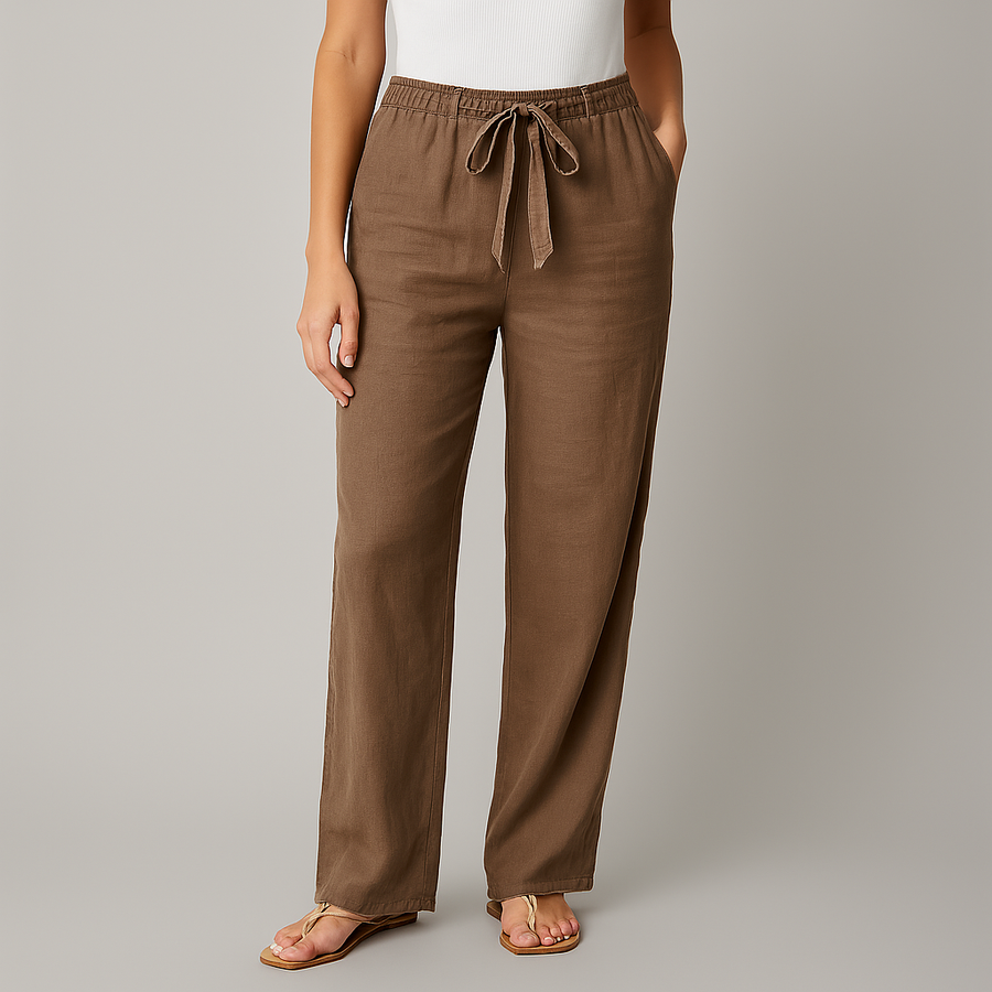 Lorraine - Elegant Tie Waist Linen Pants