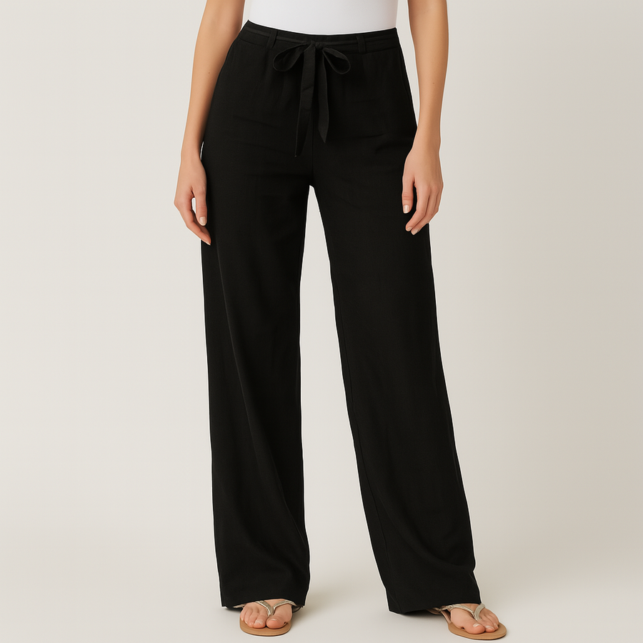 Lorraine - Elegant Tie Waist Linen Pants