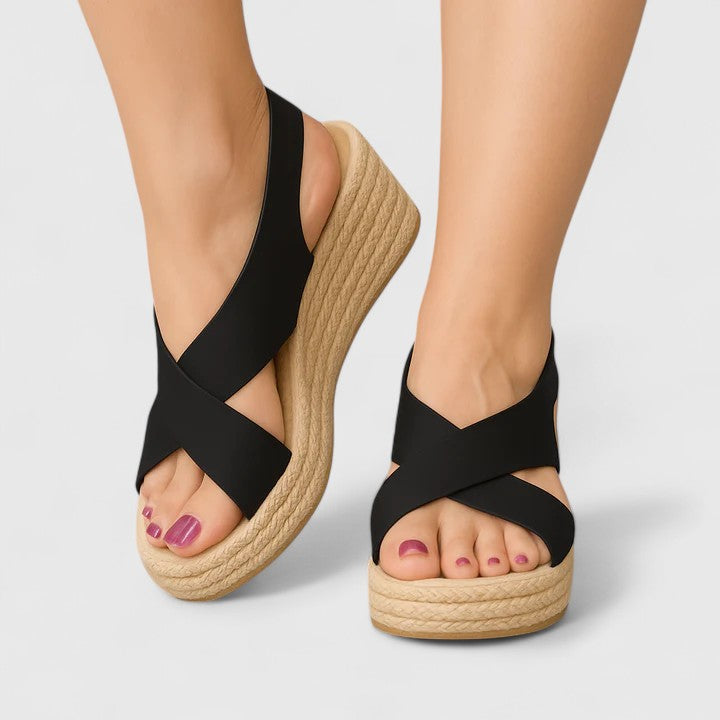 Bellany - Criss Cross Wedge Sandals