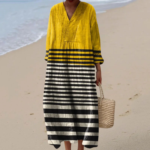 Eleanor - Fluid Dress with Pastel Stripes