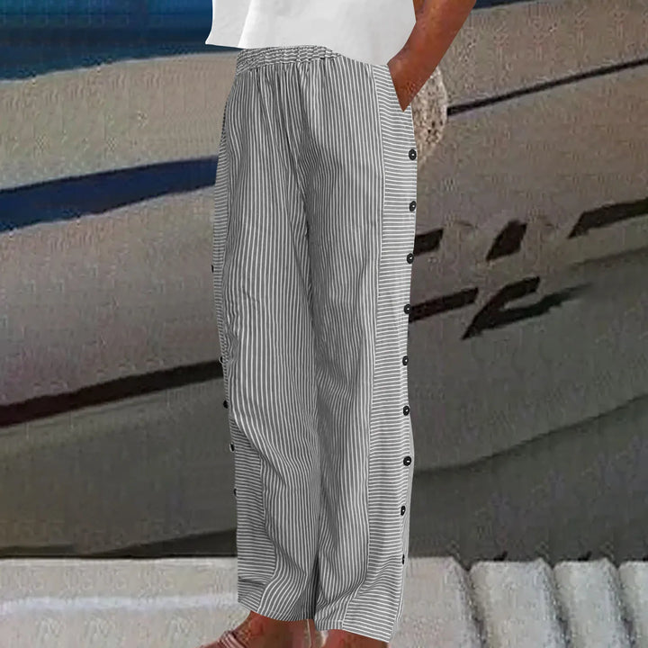Sharon - Seabreeze Stripe Button Pants