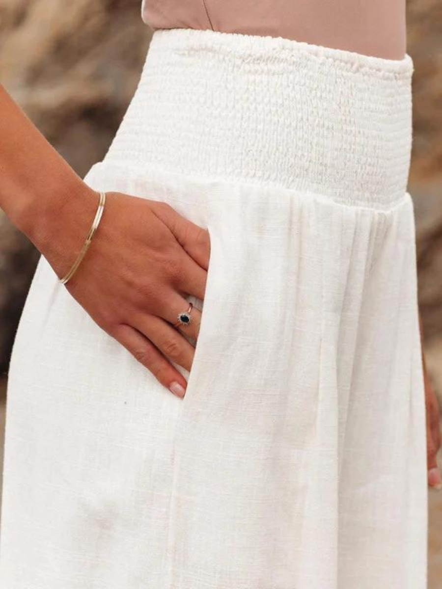 Deborah - Smocked Waist Wide-Leg Pants