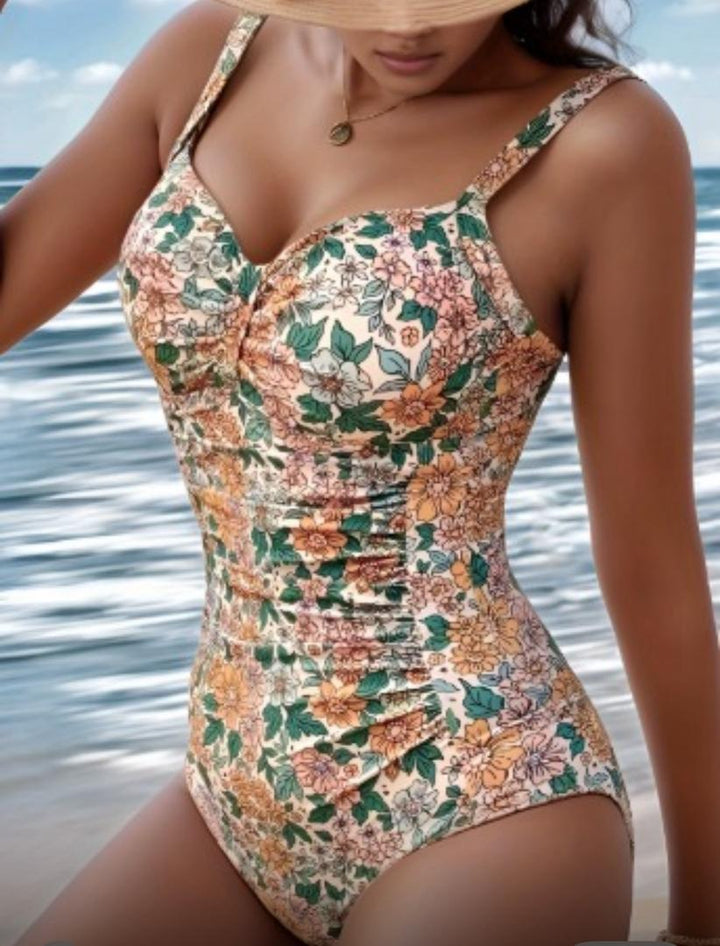 Penelope - Floral Print Halter Neck Swimsuit