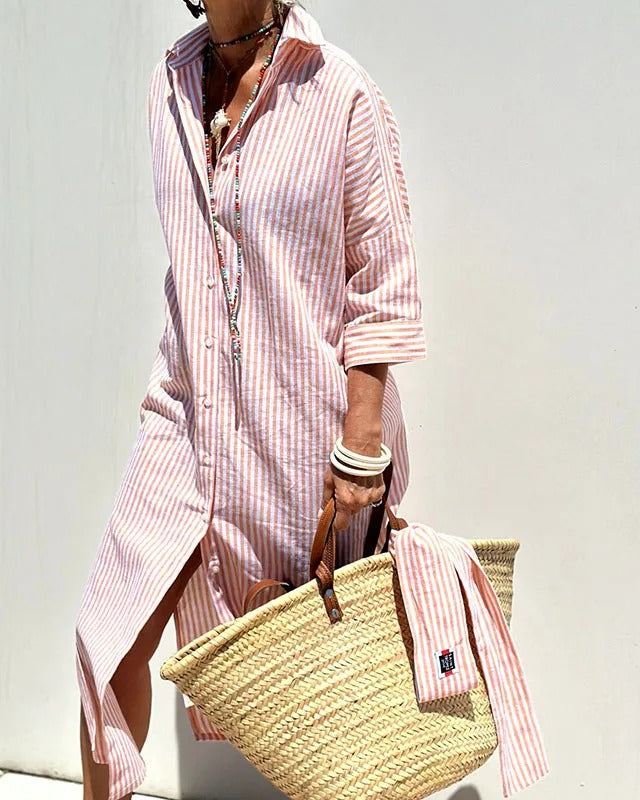Christine – Breezy Striped Shirt Dress