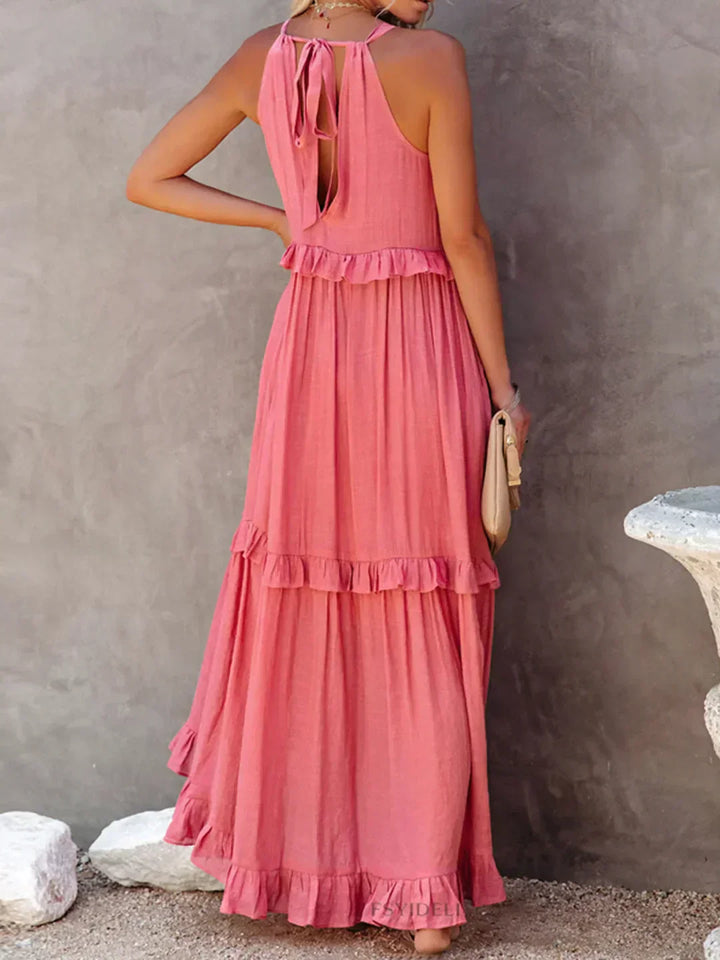 Robyn - Halter Ruffle Maxi Dress