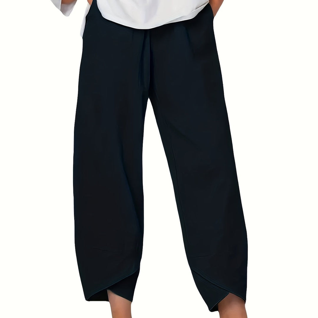 Glenda - Asymmetric Hem Cropped Pants