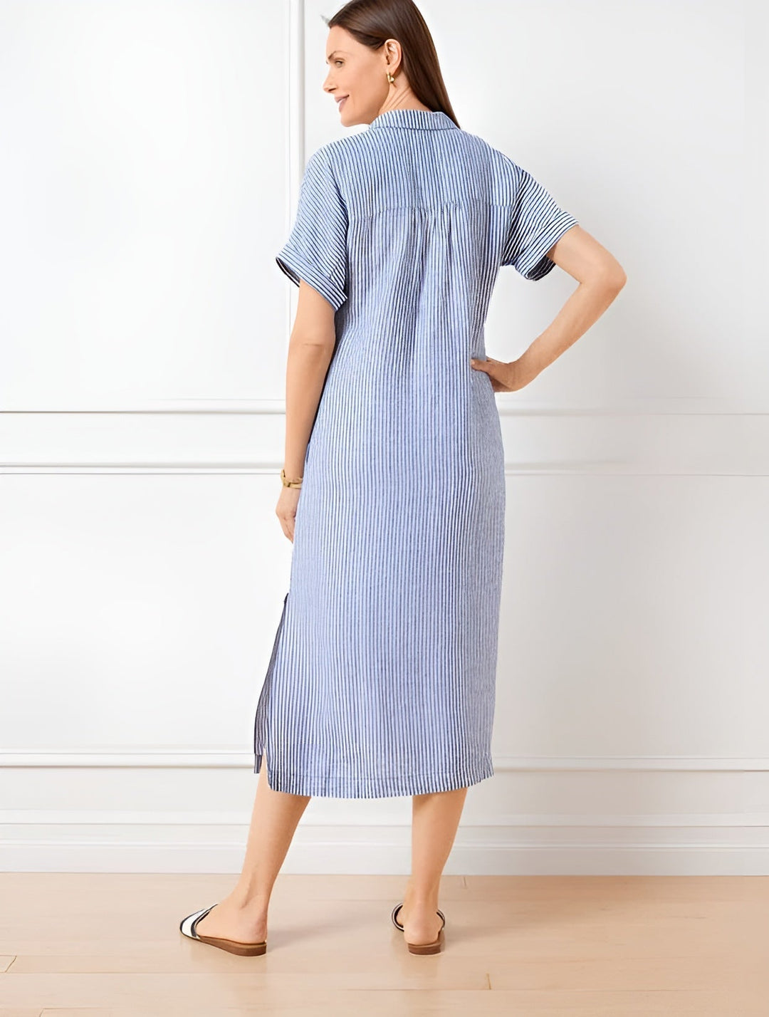 Florine - Flattering Striped Shirtdress