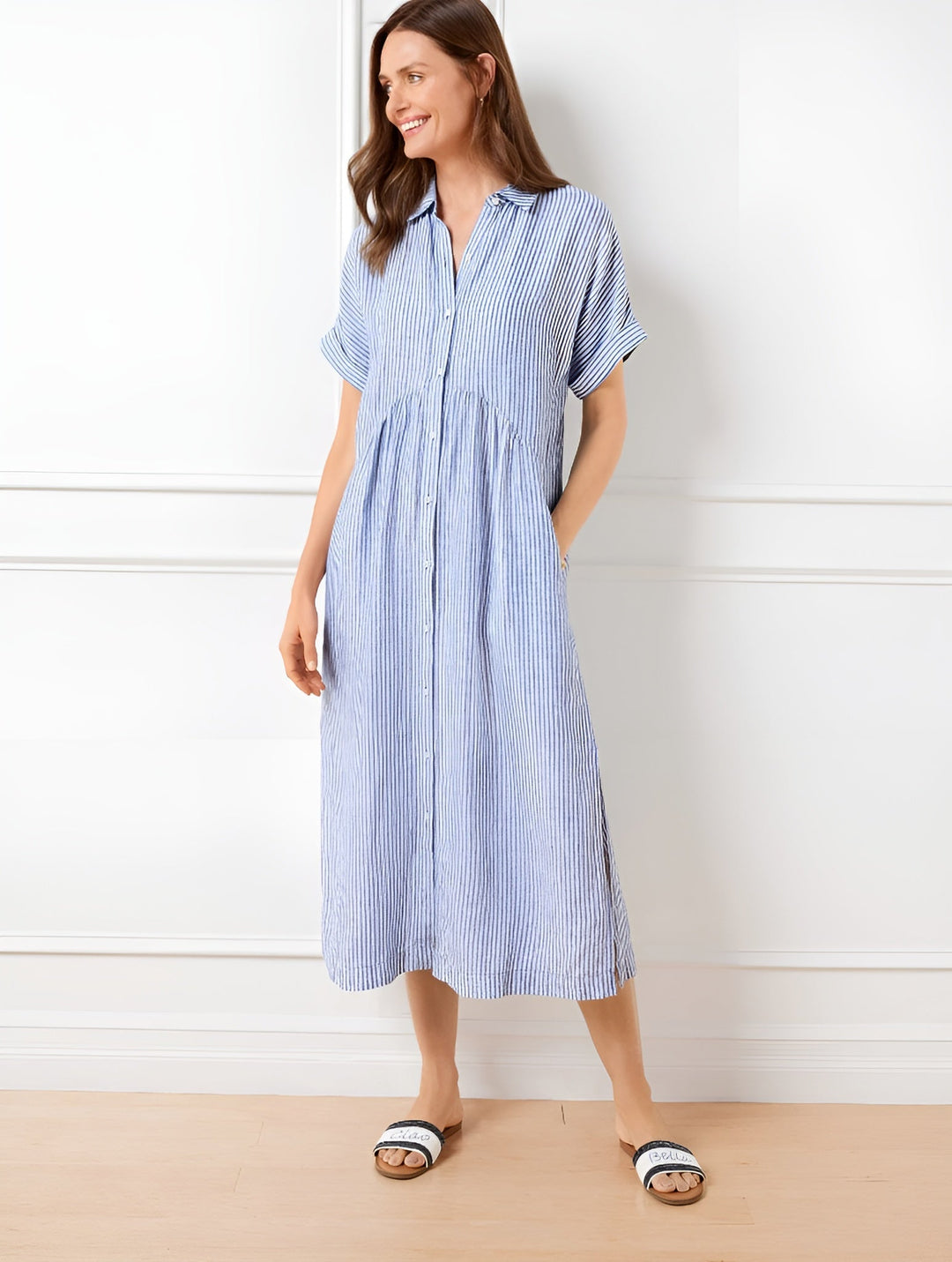 Florine - Flattering Striped Shirtdress
