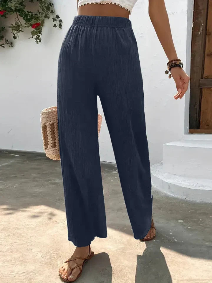 Kathryn - Navy Breeze Wide-Leg Pants