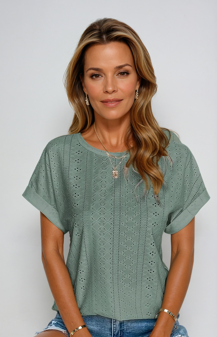 Carolyn - Casual Eyelet Top