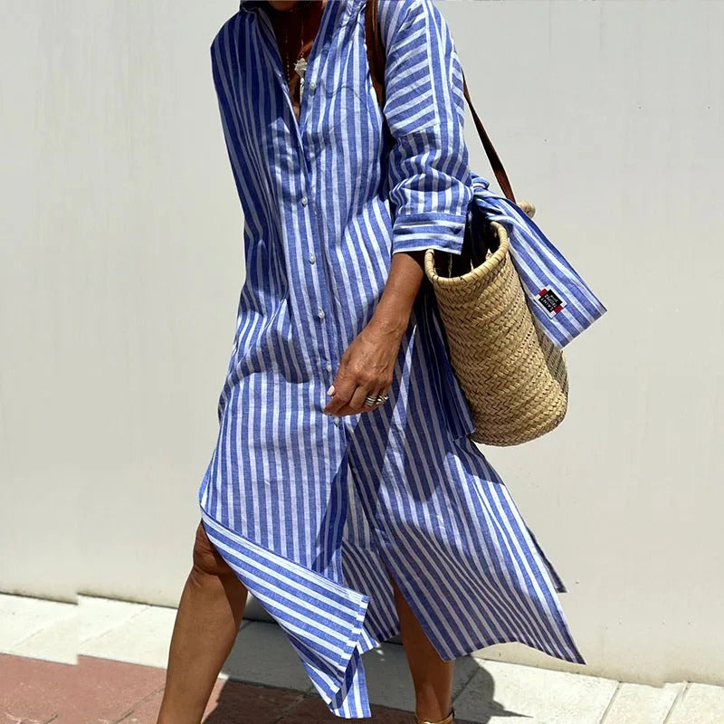 Christine – Breezy Striped Shirt Dress
