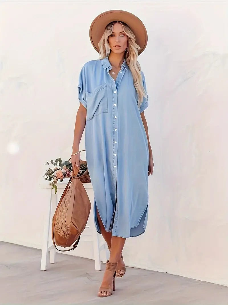 Elaine - Pocketed Shirt Dress