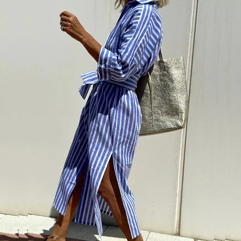 Christine – Breezy Striped Shirt Dress