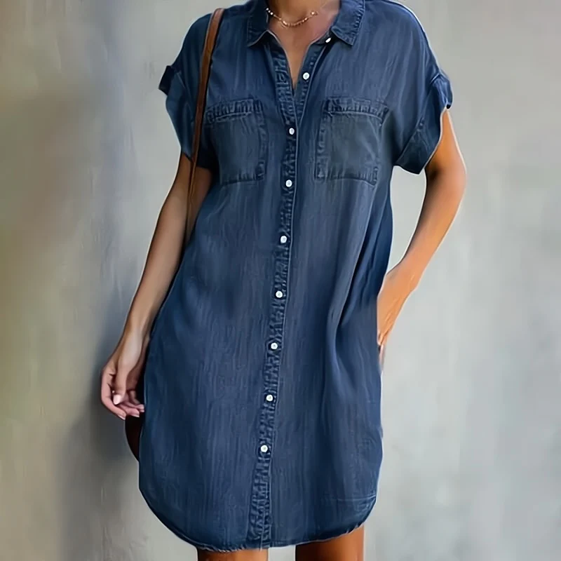 Zoe - Lightweight Denim Dress with Belly Coverage