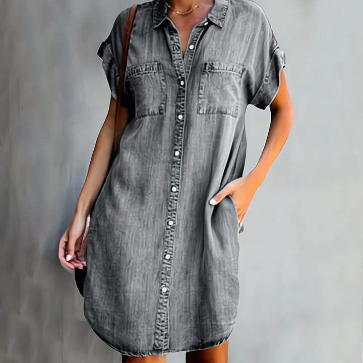 Zoe - Lightweight Denim Dress with Belly Coverage