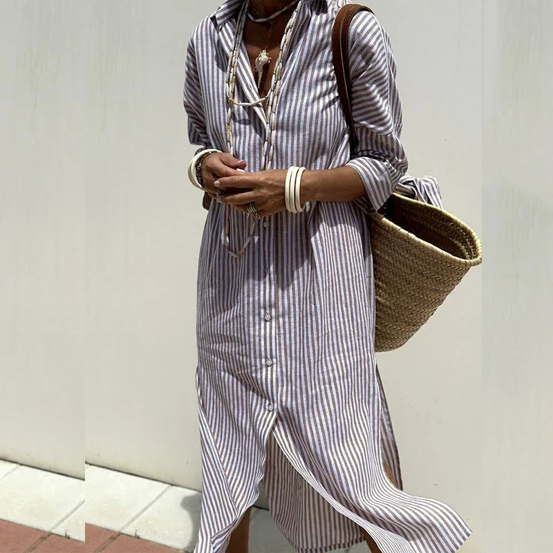 Christine – Breezy Striped Shirt Dress