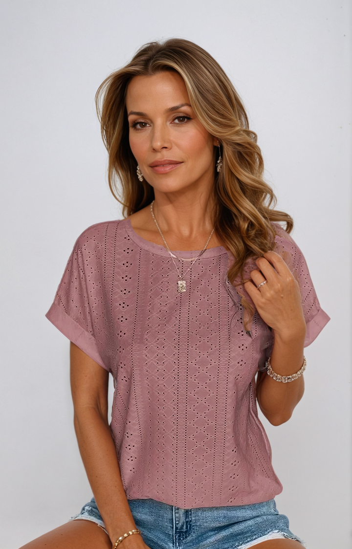 Carolyn - Casual Eyelet Top