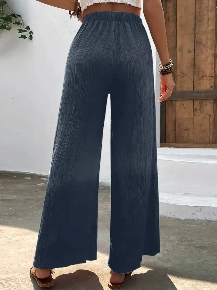 Kathryn - Navy Breeze Wide-Leg Pants