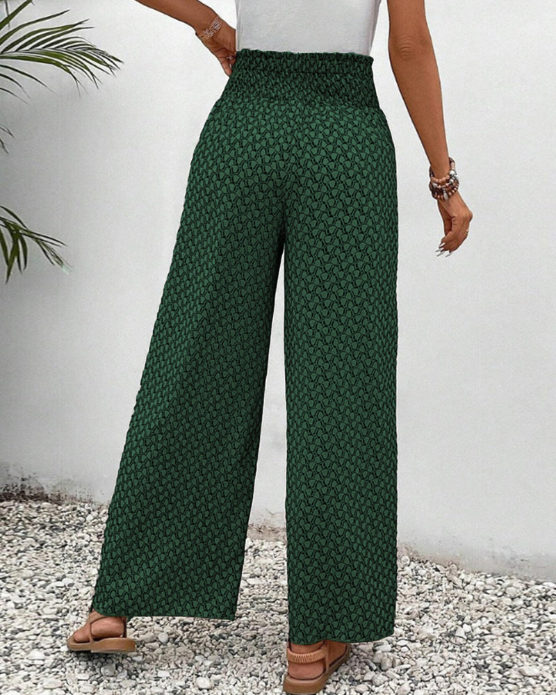 Catherine - Printed Smocked Waist Pants