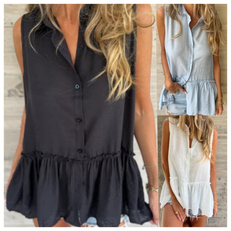 Eleanor - Ruffle Buttoned Top