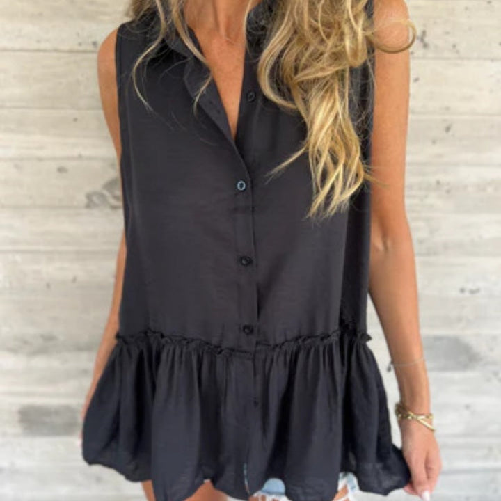 Eleanor - Ruffle Buttoned Top