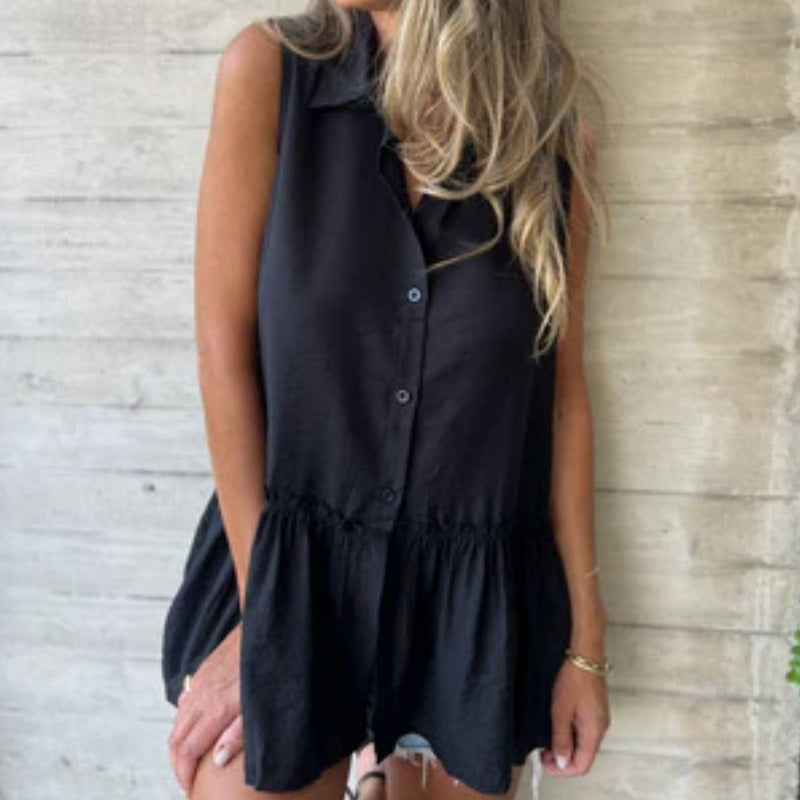 Eleanor - Ruffle Buttoned Top