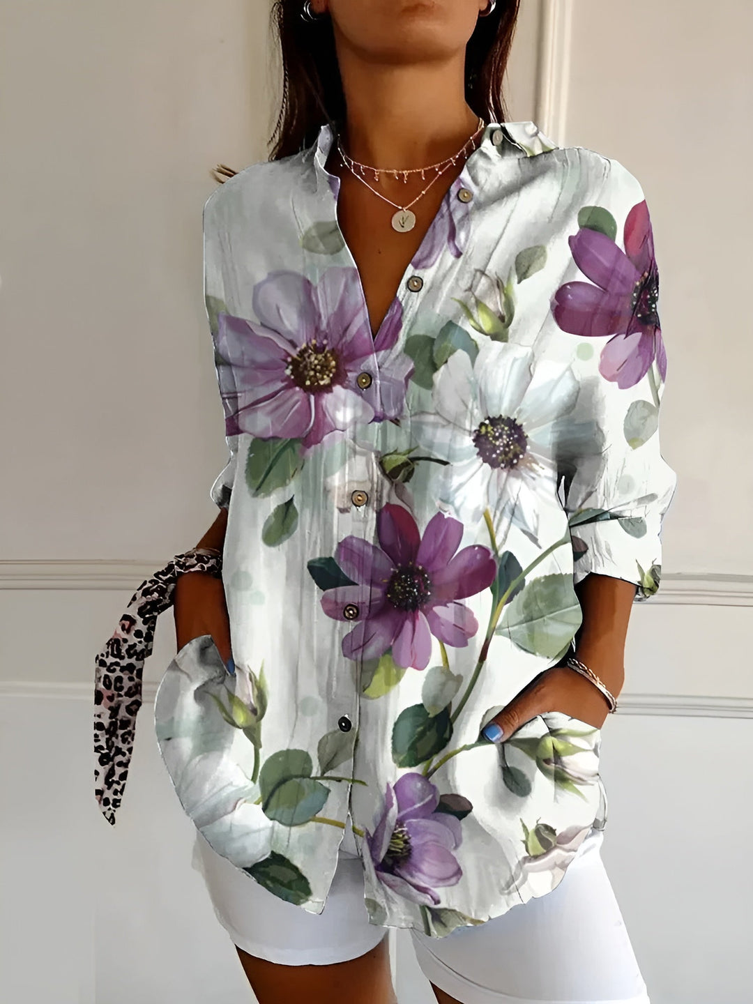 Corrine - Printed Button-Up Shirt