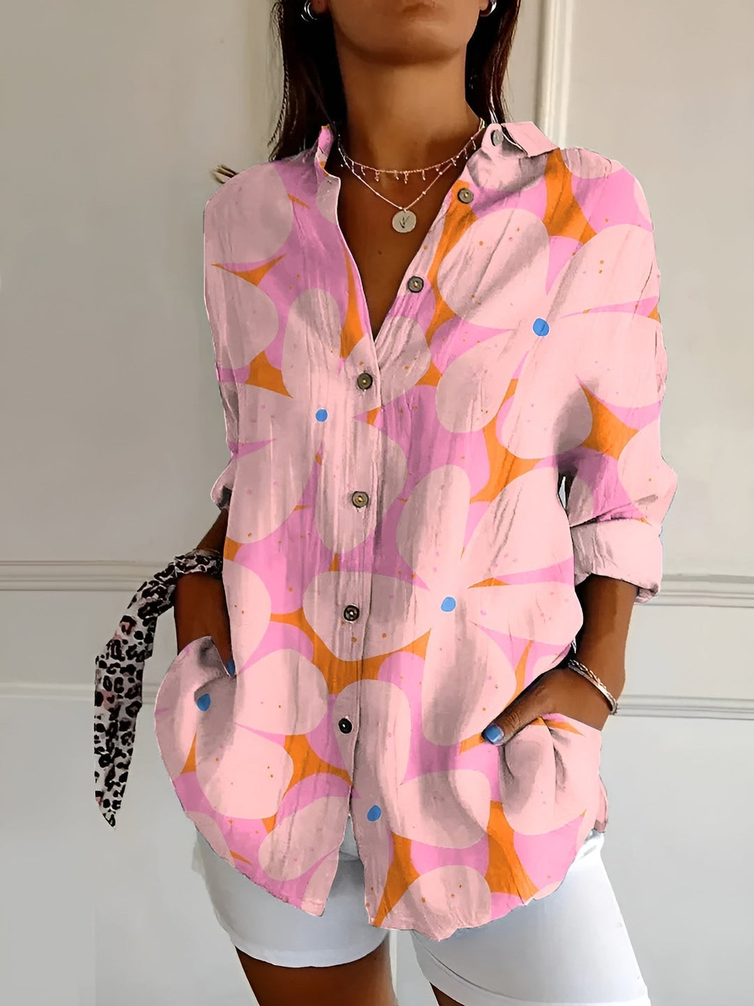 Corrine - Printed Button-Up Shirt